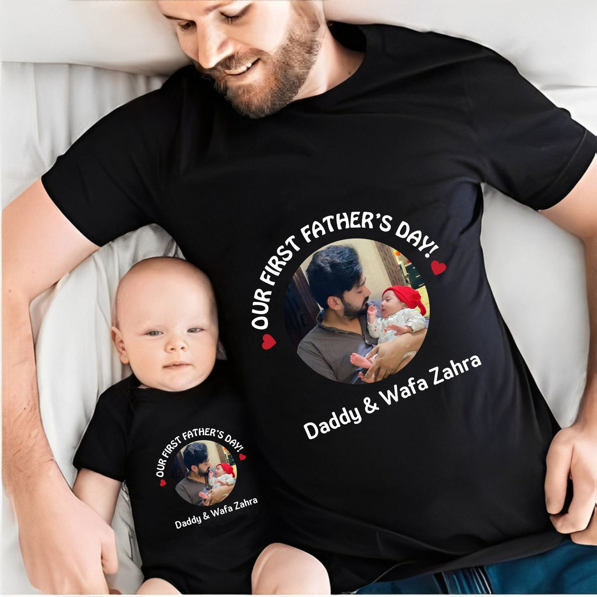 Personalized Photo Father’s Day Romper Matching Shirt & Romper