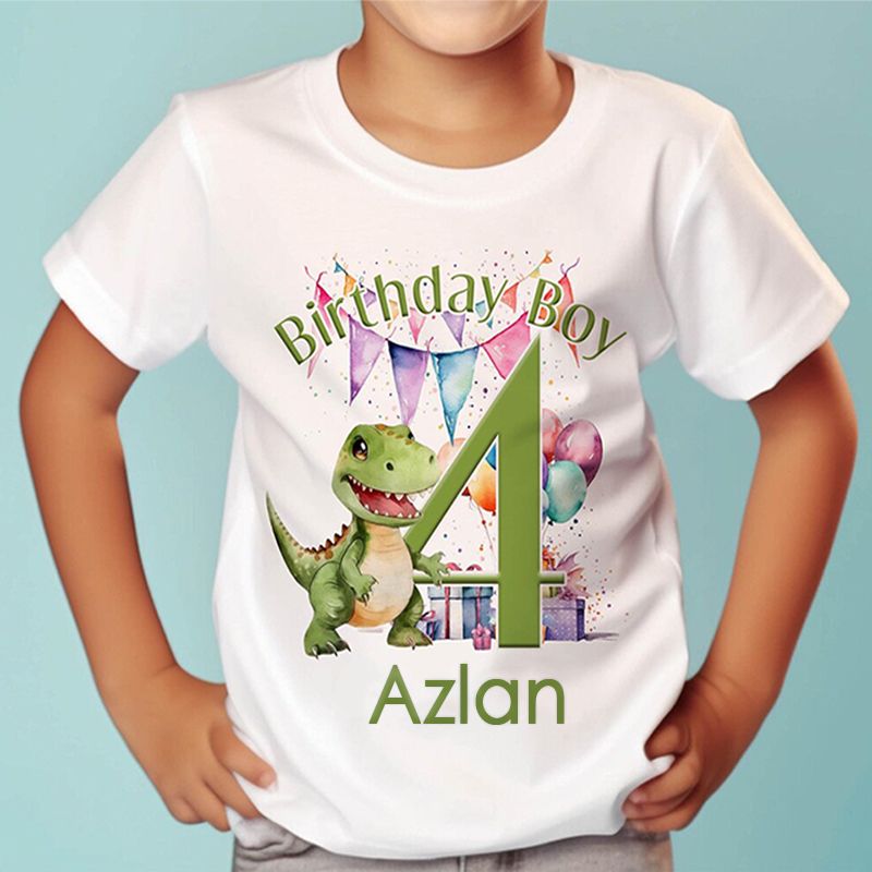Personalised T-Rex Dinosaur Birthday T-Shirt & Onesie