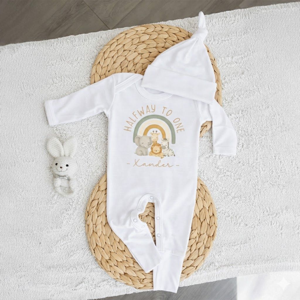 Little Explorer 6-Month Birthday Personalized Romper