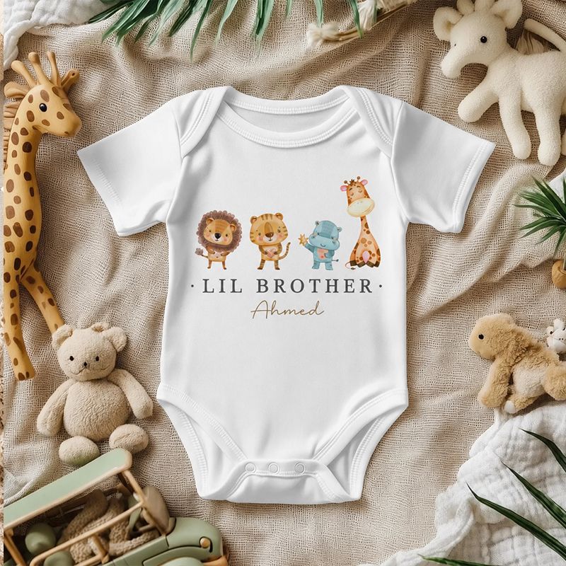 Big Brother Lil Brother Safari Animal T-Shirt & Romper Deal