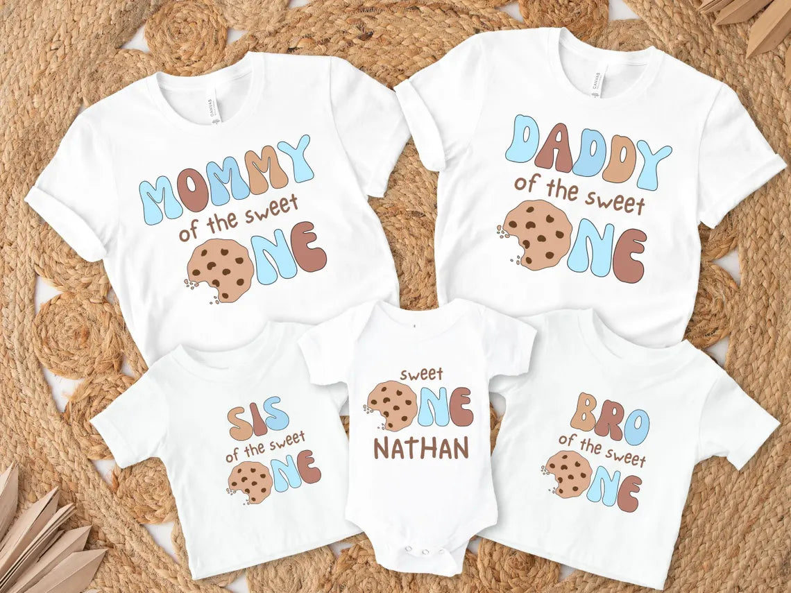 Custom Cookies and Milk Sweet One 1st Birthday Mama Dad Party Shirts & Romper