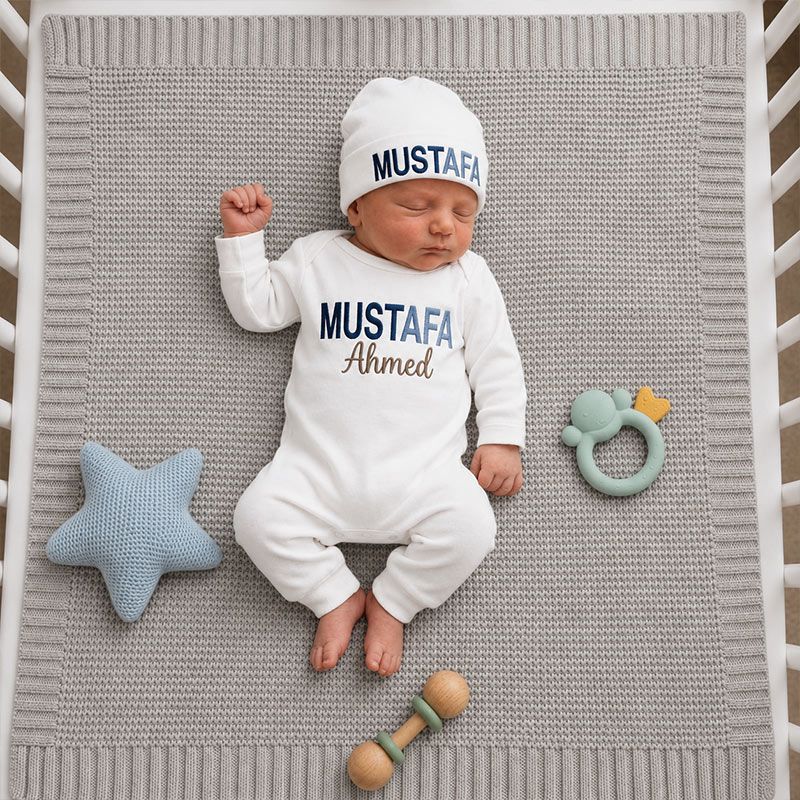 Custom Gradient Name Romper with Cap