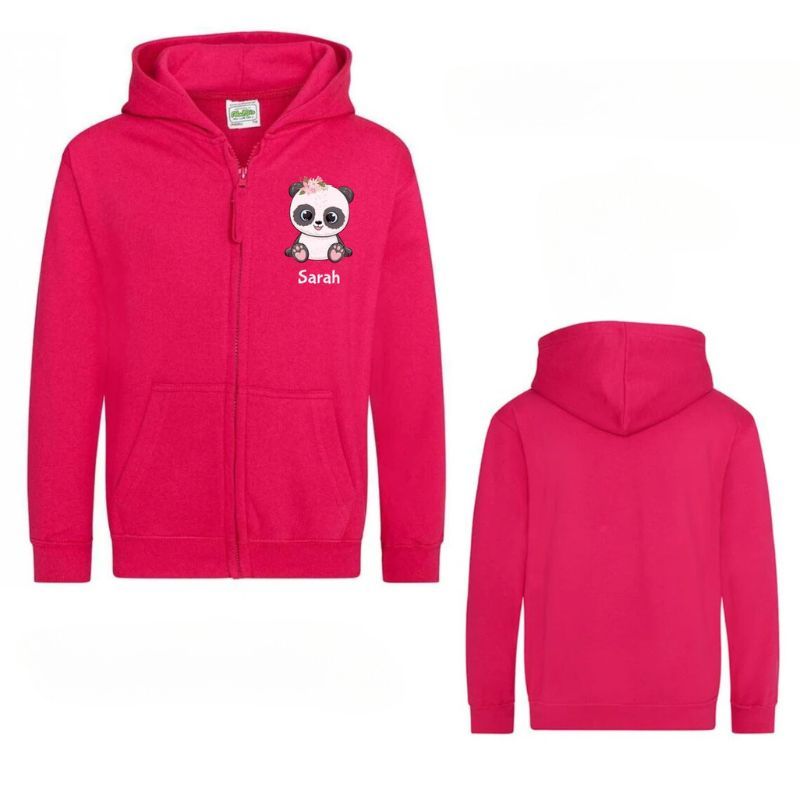 Custom Name Panda Kids Zipper Hoodie