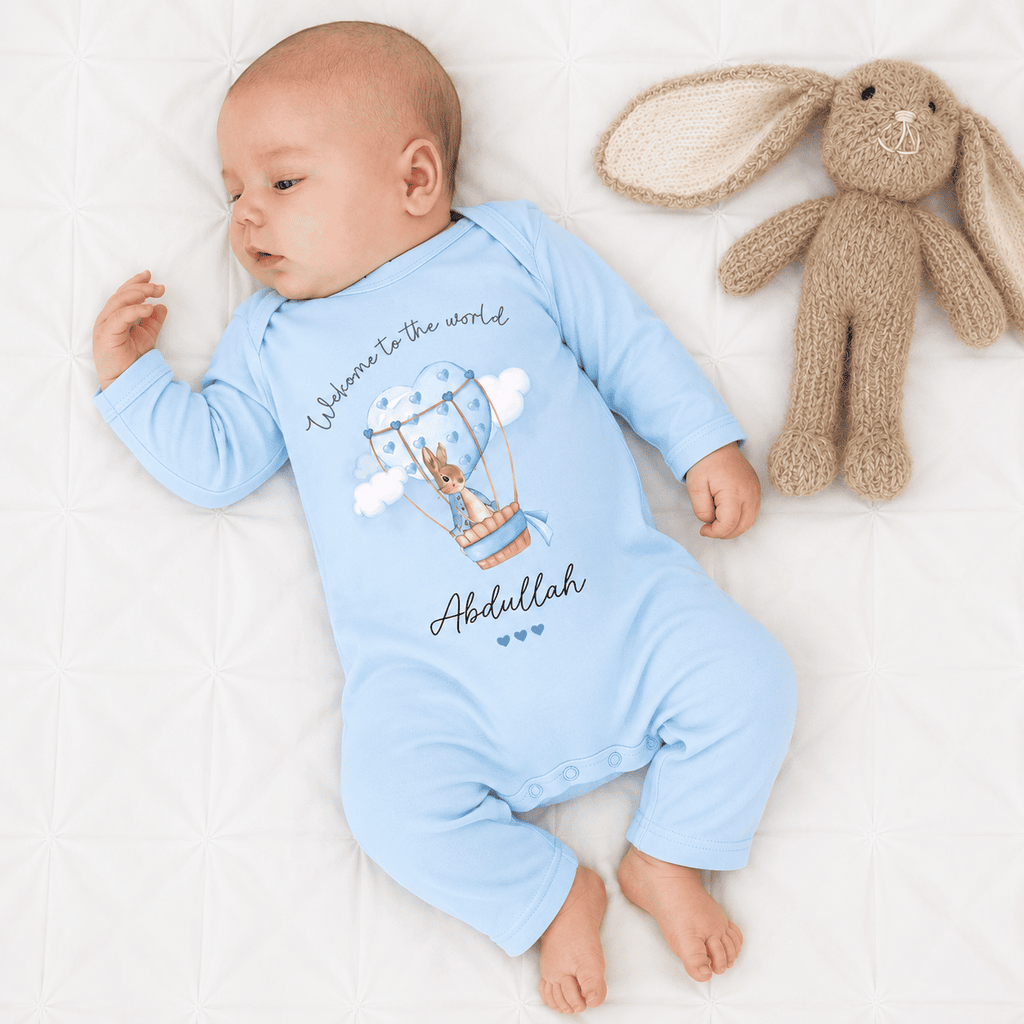 Custom Welcome World Hot Air Balloon New Born Romper