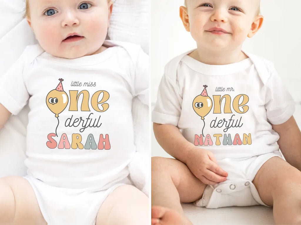 Customised Balloon First Birthday Family Matching Shirts & Romper