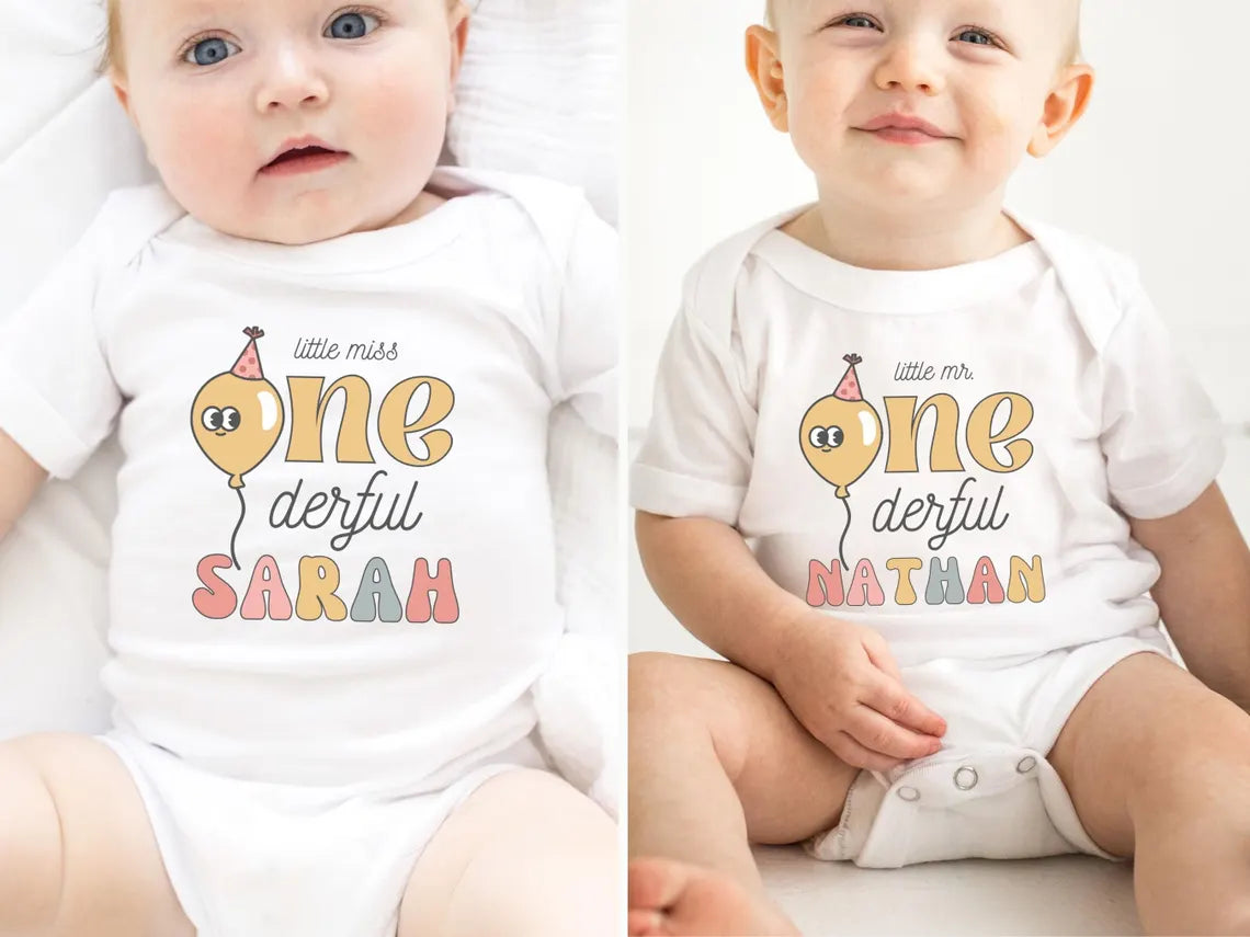 Customised Balloon First Birthday Family Matching Shirts & Romper