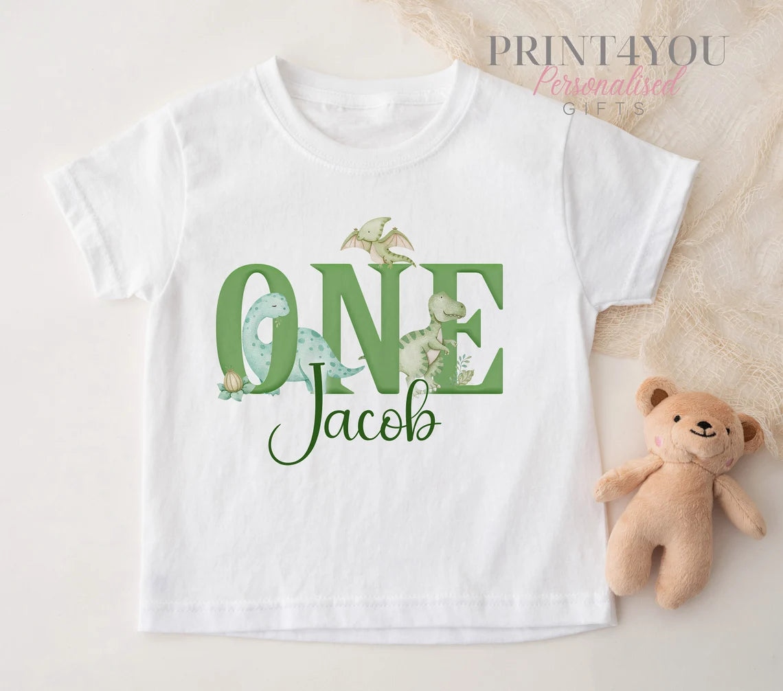 Cute Dinosaur Customised Birthday Shirt & Romper