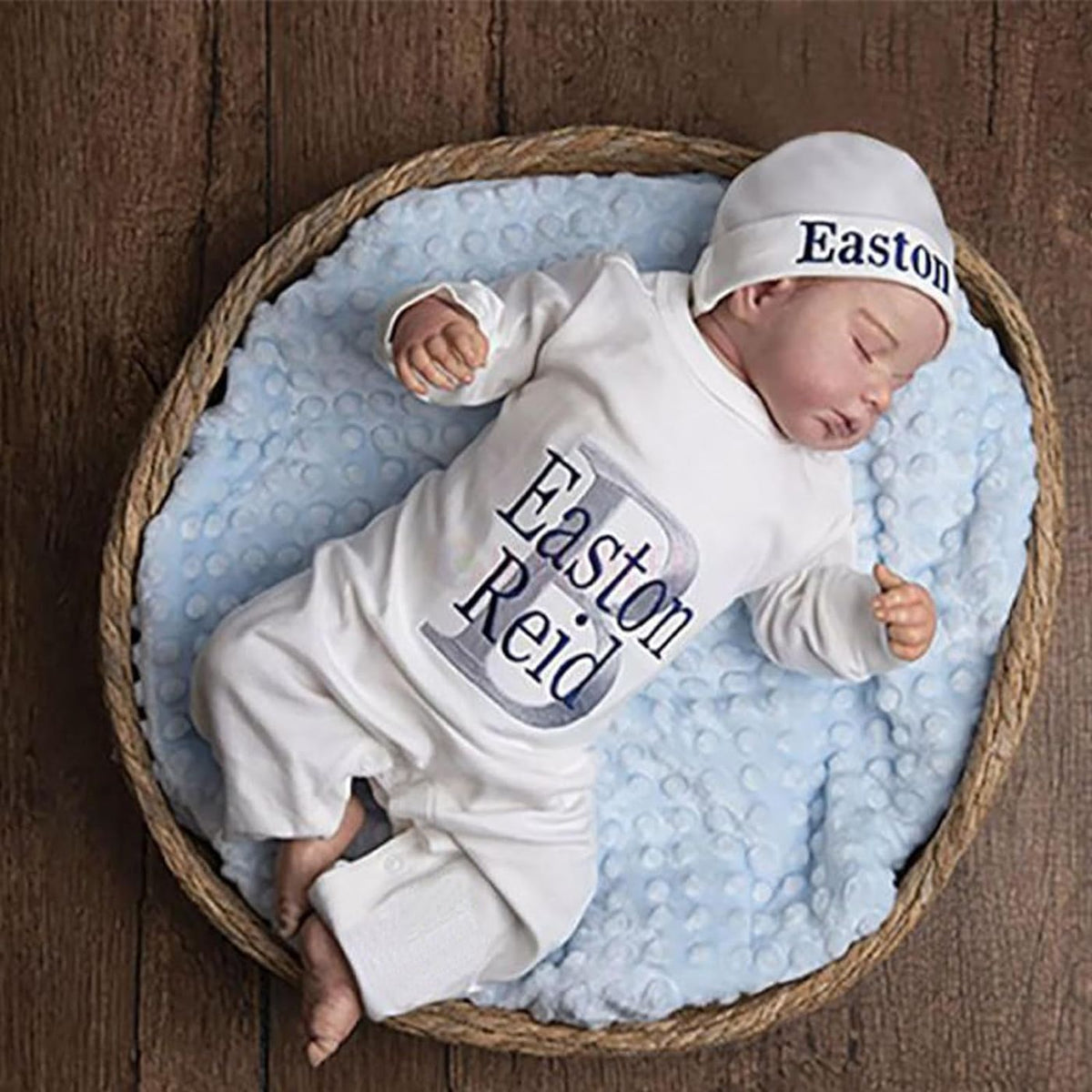 Custom Name Monogram Romper with Beanie