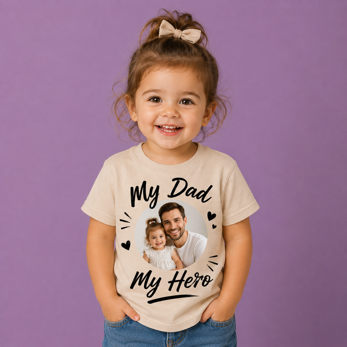 The “My Dad My Hero” Custom Photo Father’s Day Kids Tee