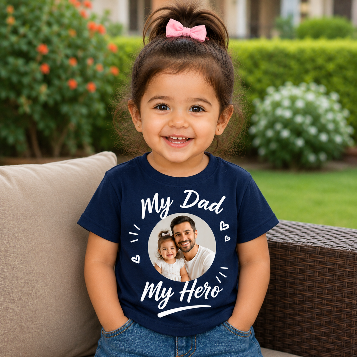 The “My Dad My Hero” Custom Photo Father’s Day Kids Tee
