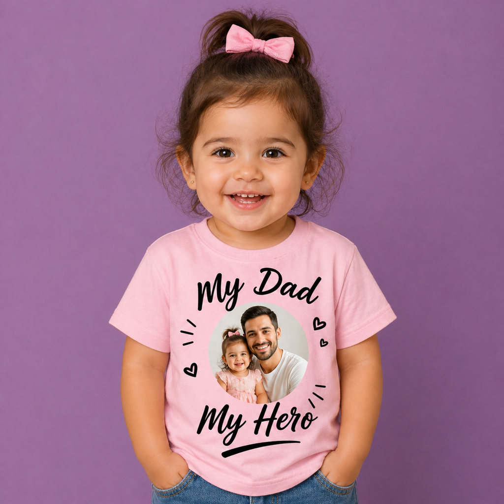 The “My Dad My Hero” Custom Photo Father’s Day Kids Tee