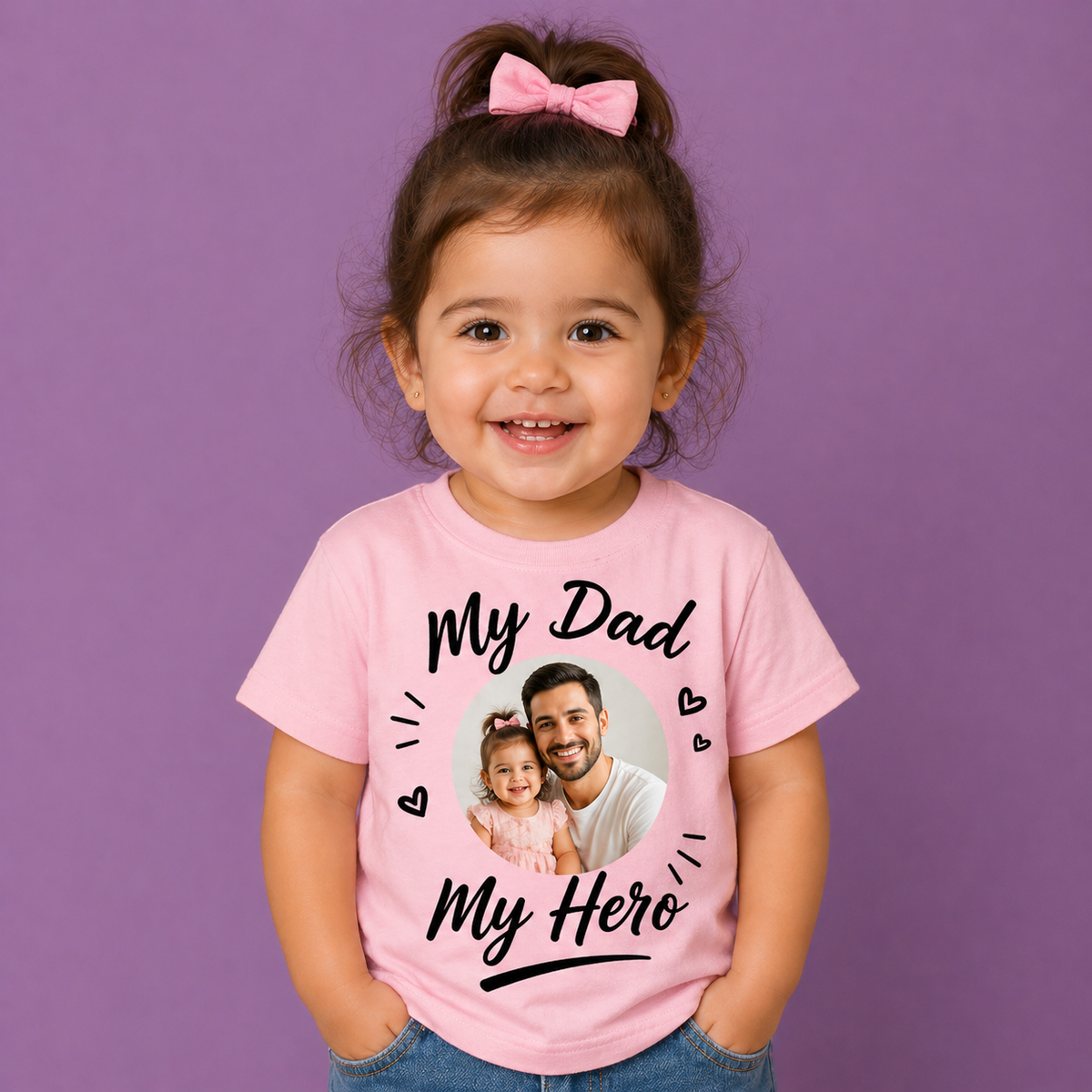 The “My Dad My Hero” Custom Photo Father’s Day Kids Tee
