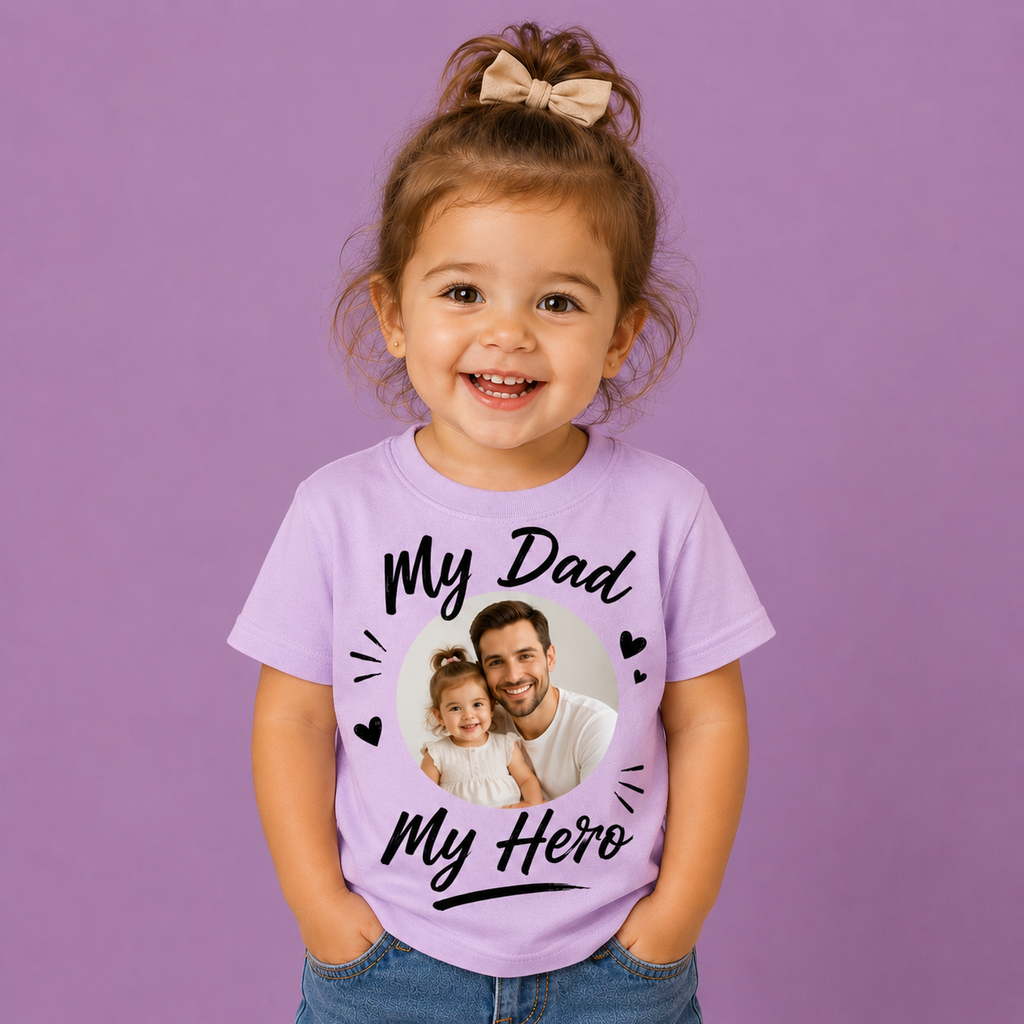 The “My Dad My Hero” Custom Photo Father’s Day Kids Tee