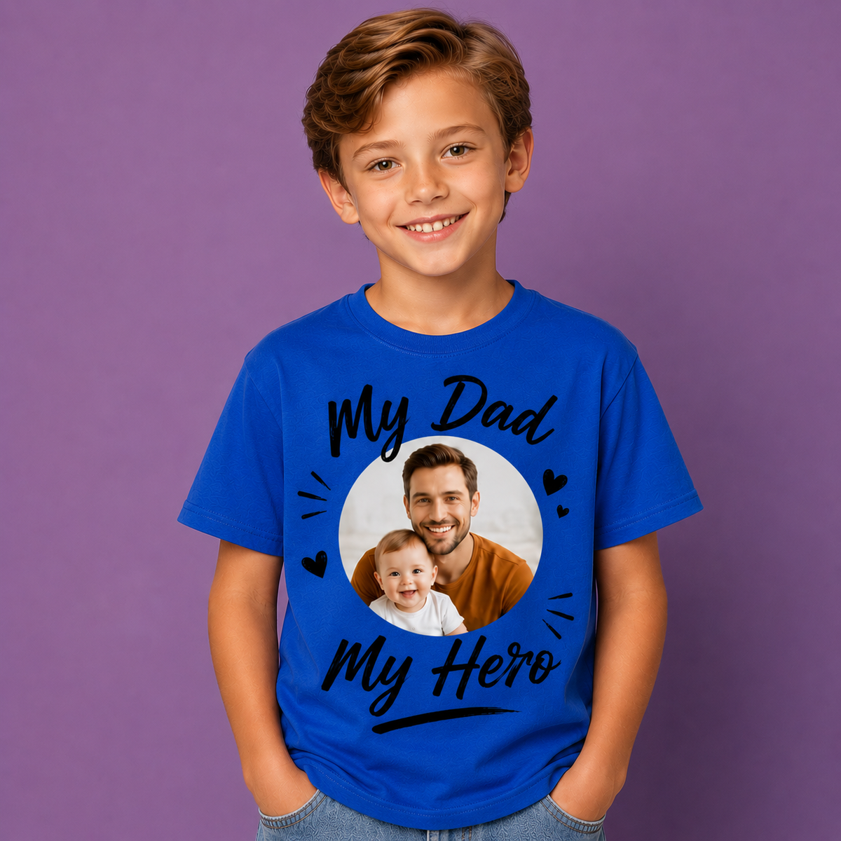 The “My Dad My Hero” Custom Photo Father’s Day Kids Tee