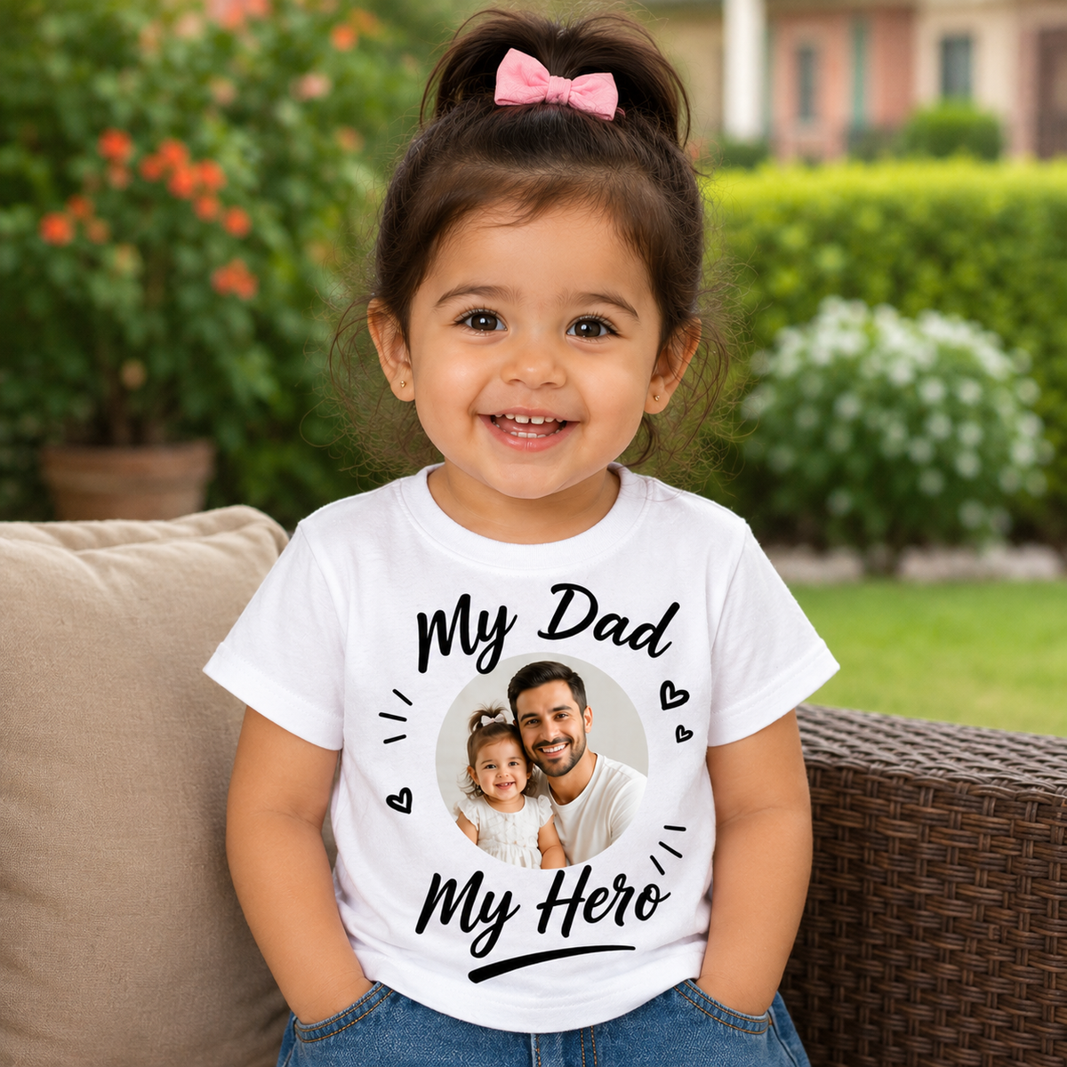The “My Dad My Hero” Custom Photo Father’s Day Kids Tee