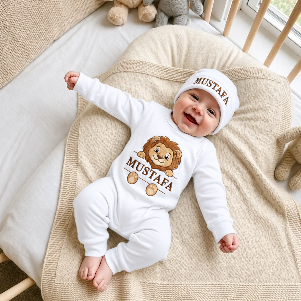 First Day New Born Name Lion Theme Romper