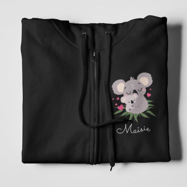 Girls Personalized Koala Full Zip Hoodie