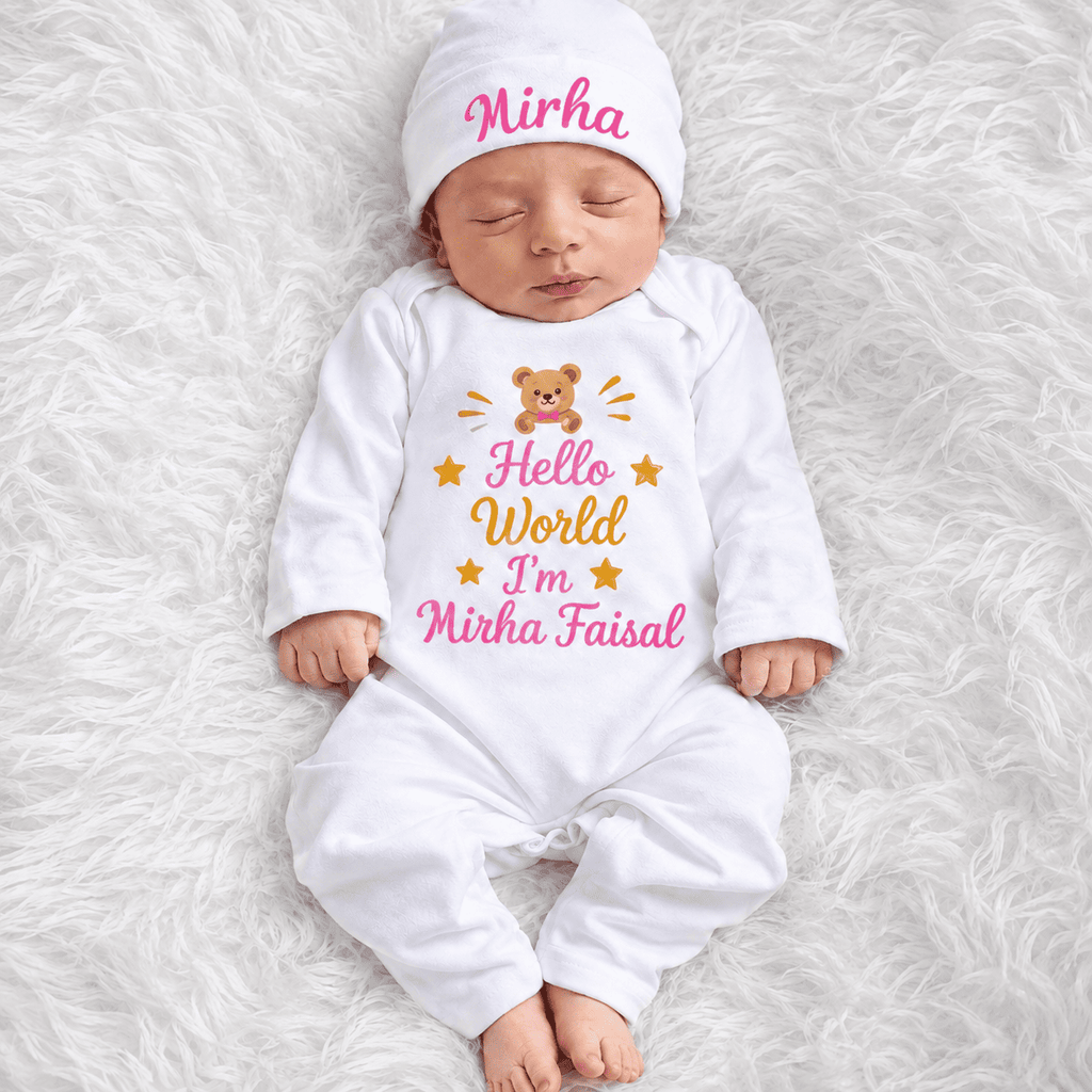 Personalized Hello World Newborn Romper