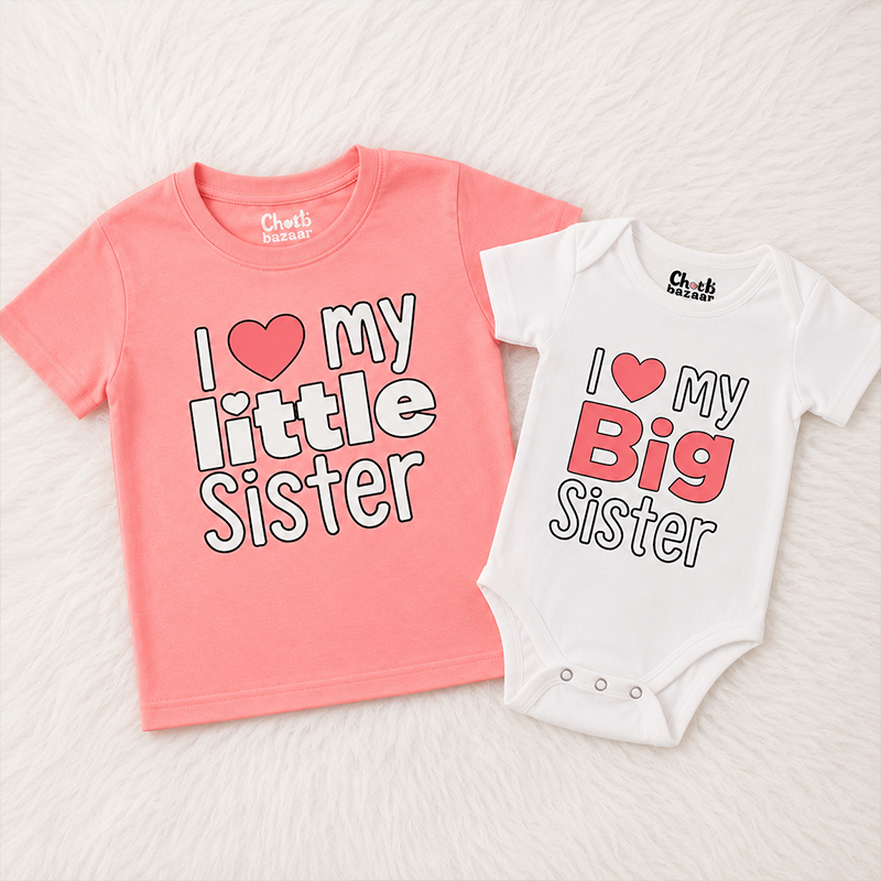 Matching Sisters Love T-Shirt & Romper Set