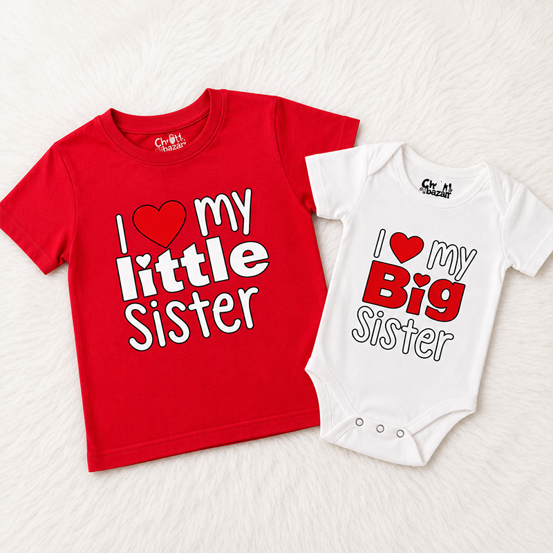 Matching Sisters Love T-Shirt & Romper Set