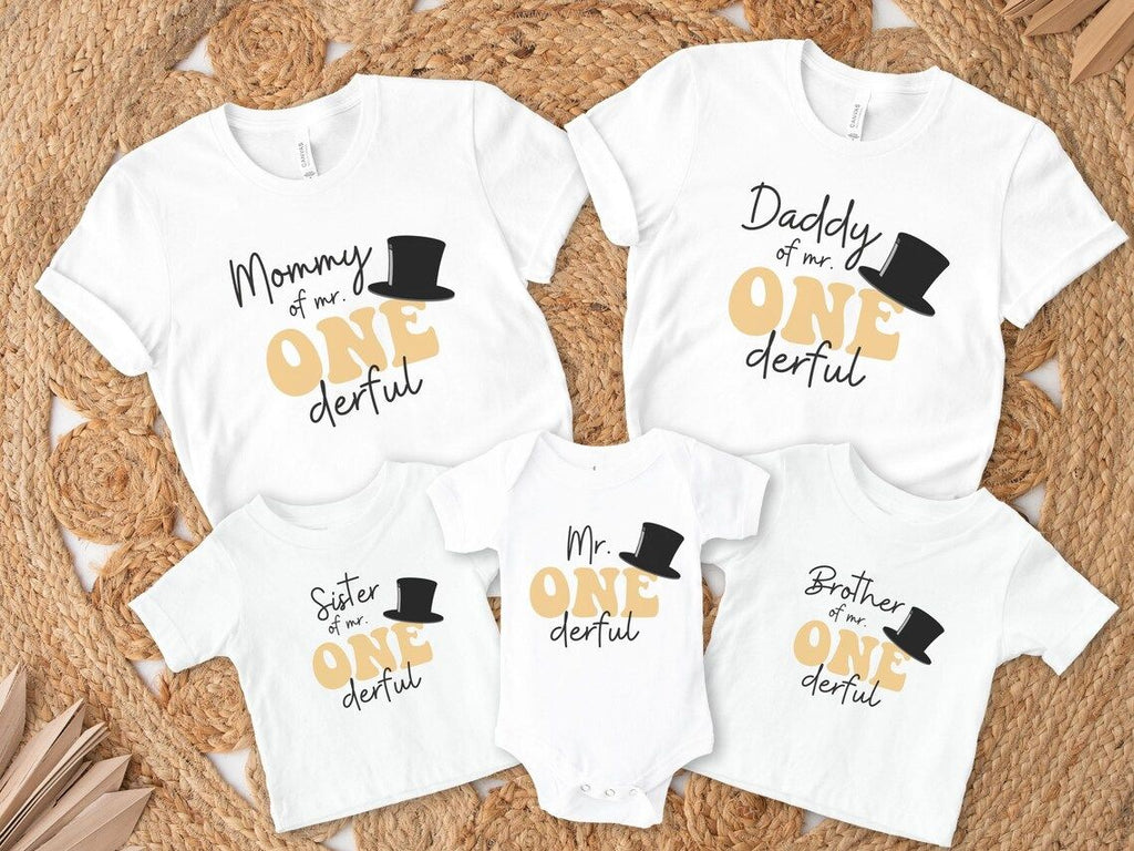 Mr Onederful First Birthday Family Matching Shirts & Romper