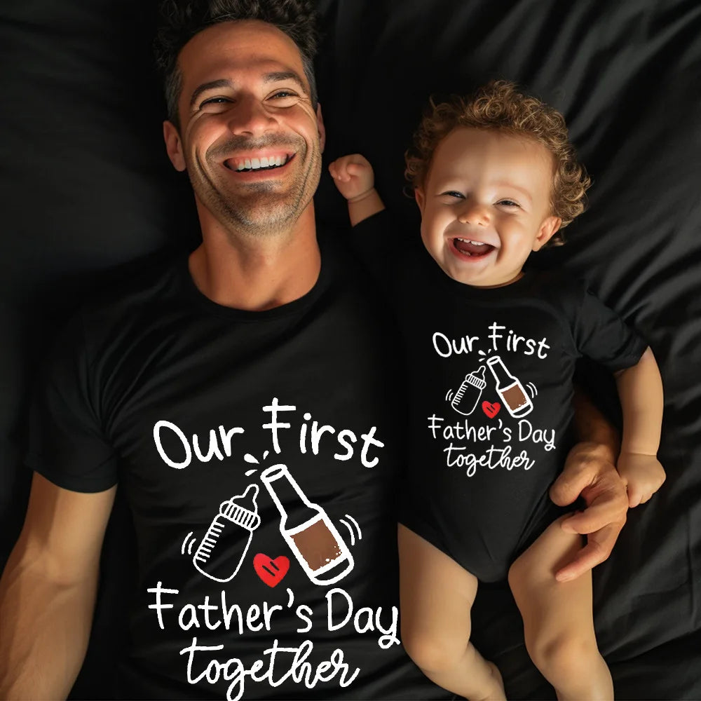 Our First Fathers Day Together Dad T-Shirt & Baby Romper