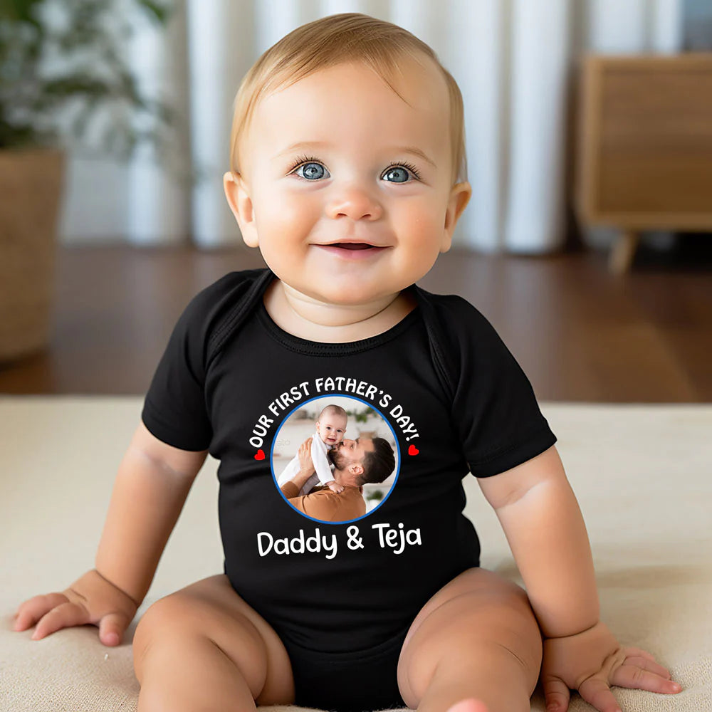 Personalized Photo Father’s Day Romper Matching Shirt & Romper