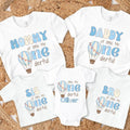 Personalized Blue Hot Air Balloon Birthday Family Matching Shirts & Romper