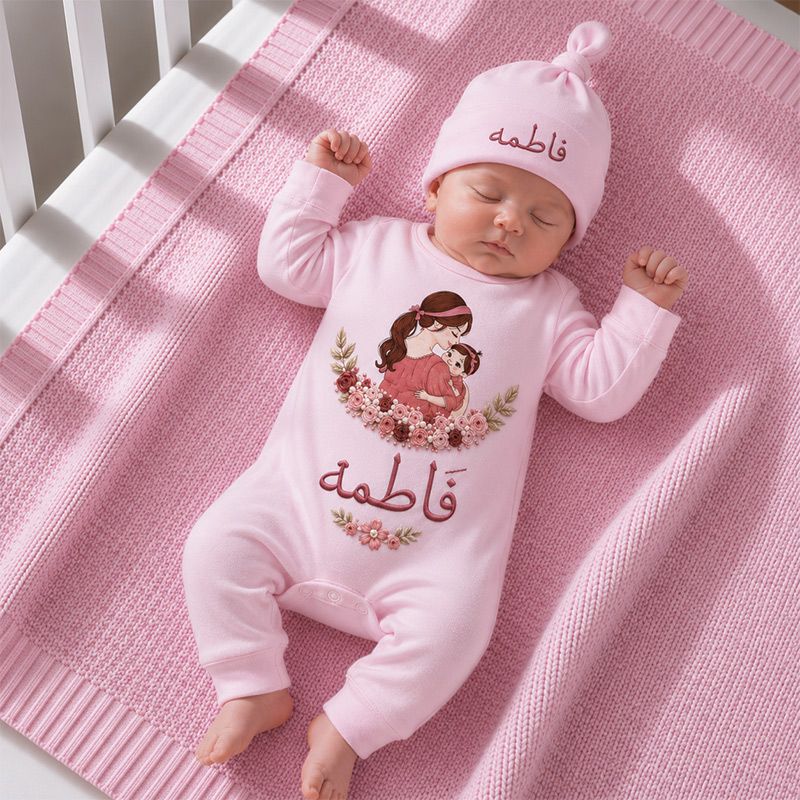 Personalized Mama’s Love Floral Romper & Cap Set