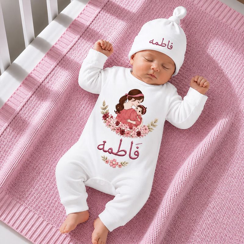 Personalized Mama’s Love Floral Romper & Cap Set