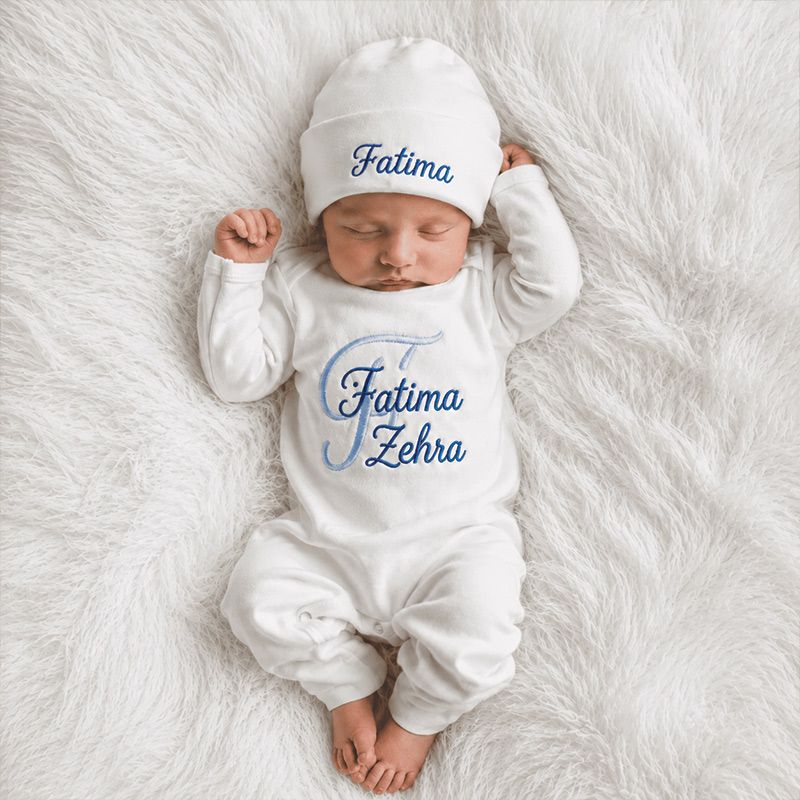 Personalized Name Monogram Onesie with Beanie
