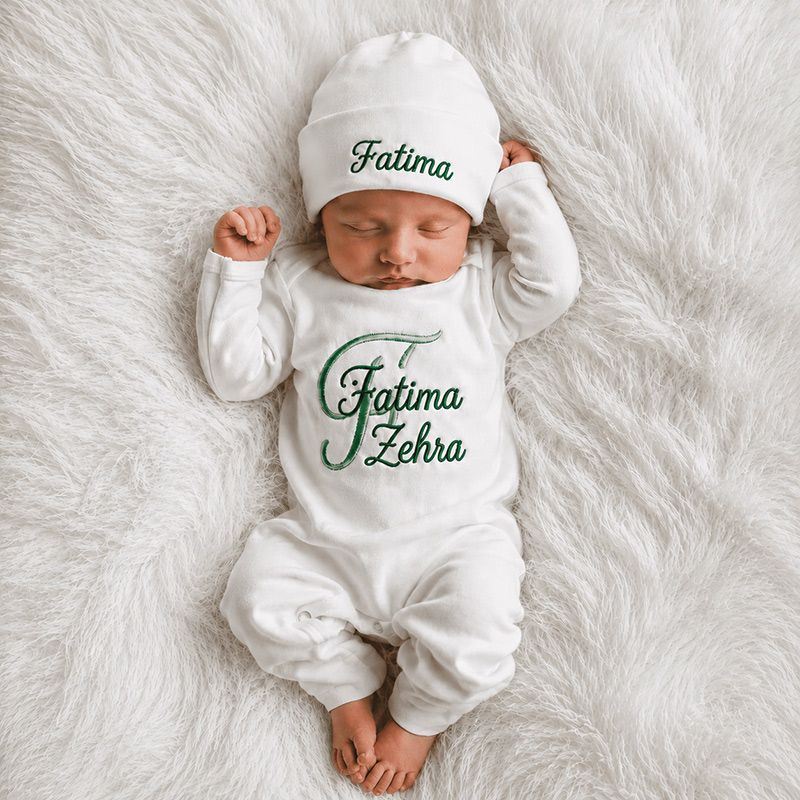 Personalized Name Monogram Onesie with Beanie