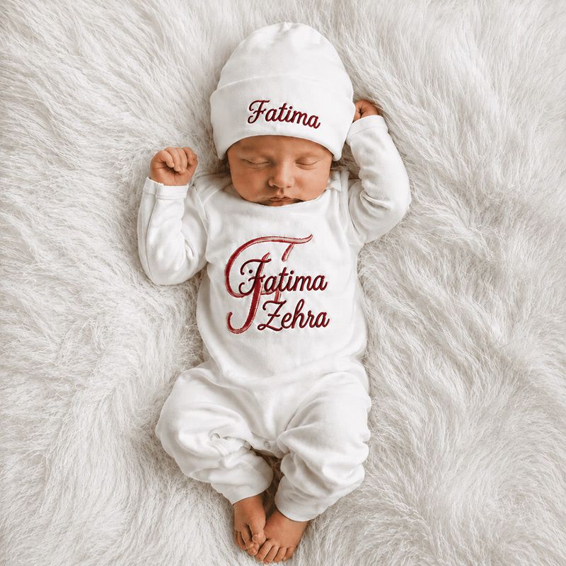Personalized Name Monogram Onesie with Beanie