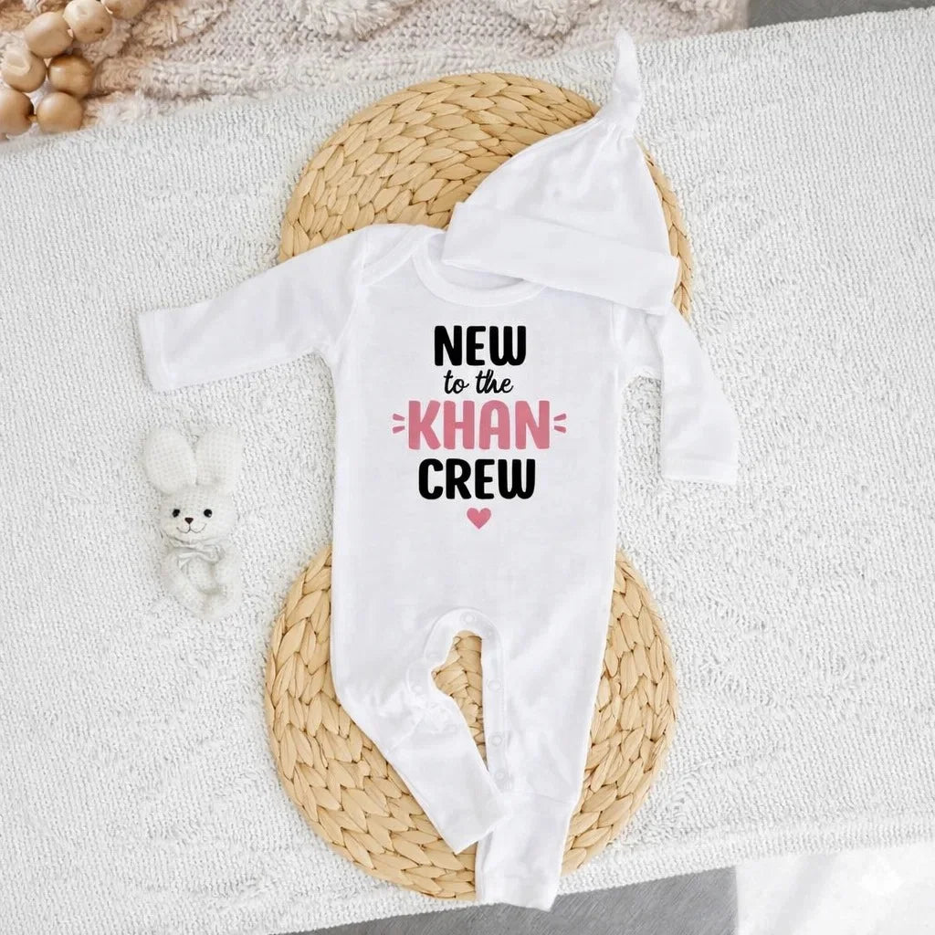 Personalized New to the Crew Romper with Cap