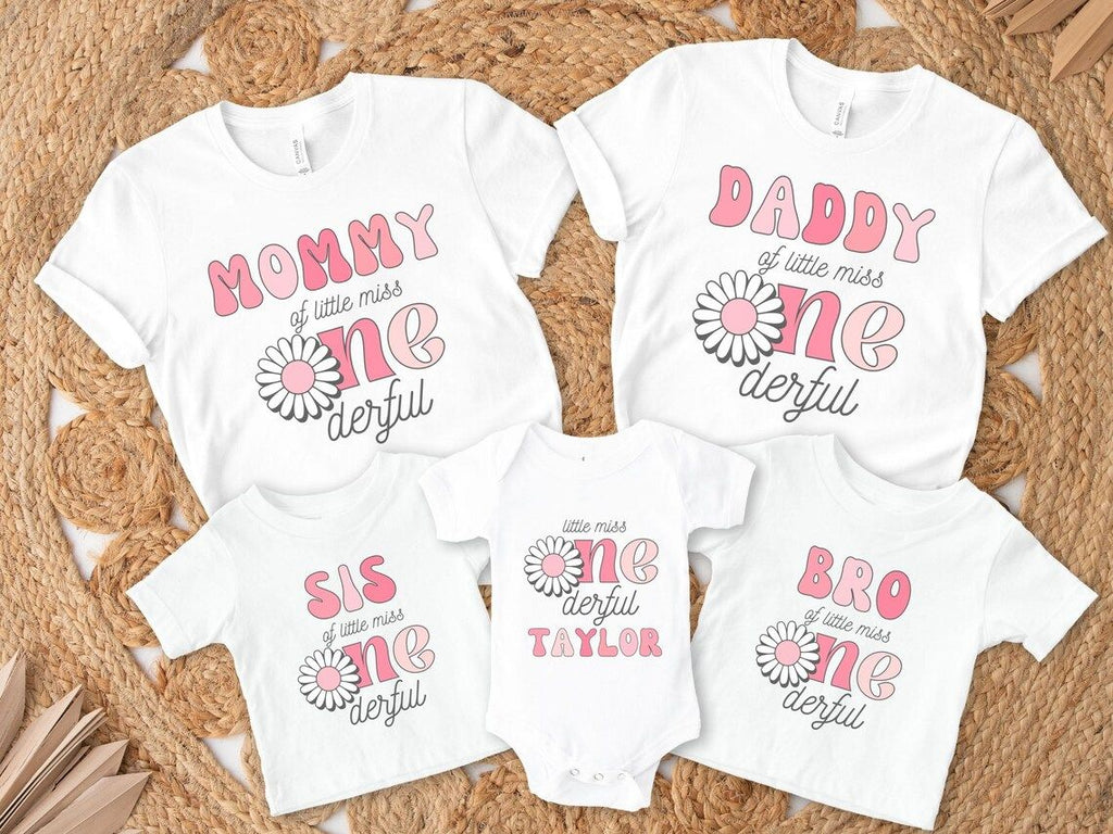 Personalized One derful First Birthday Family Matching Shirts & Romper