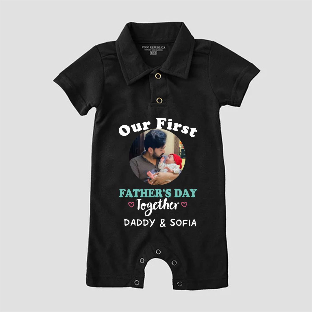 Personalized Photo First Father Day Polo Romper