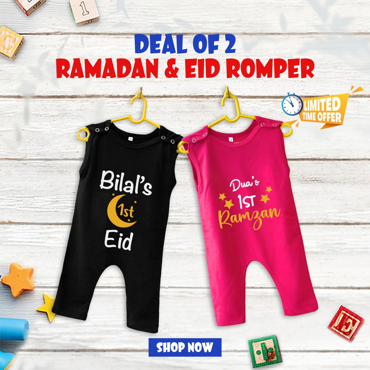 Pack of 2 Ramdan & Eid Romper Summer Romper