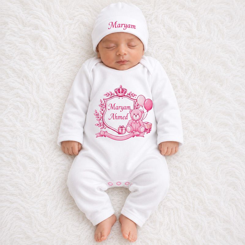 Royal Balloon Baby Girl Welcome First Day Full Body Romper