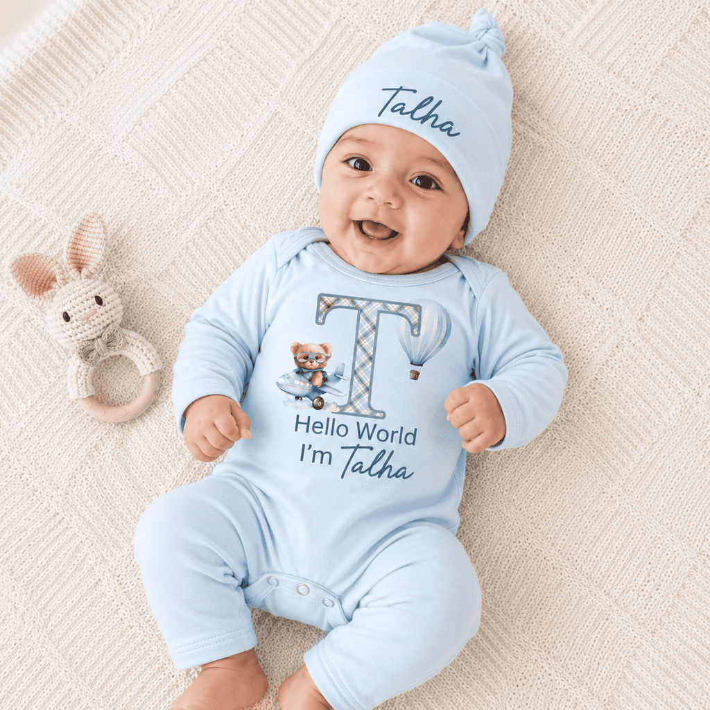 Sky Adventure Name Initial Full Body Romper