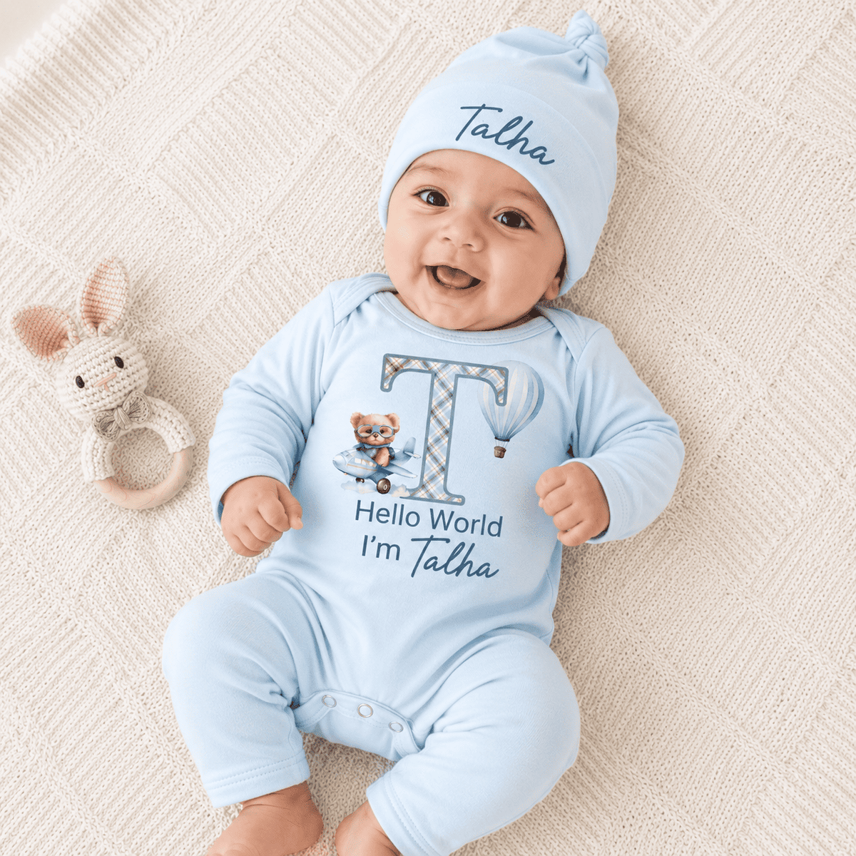 Sky Adventure Name Initial Full Body Romper