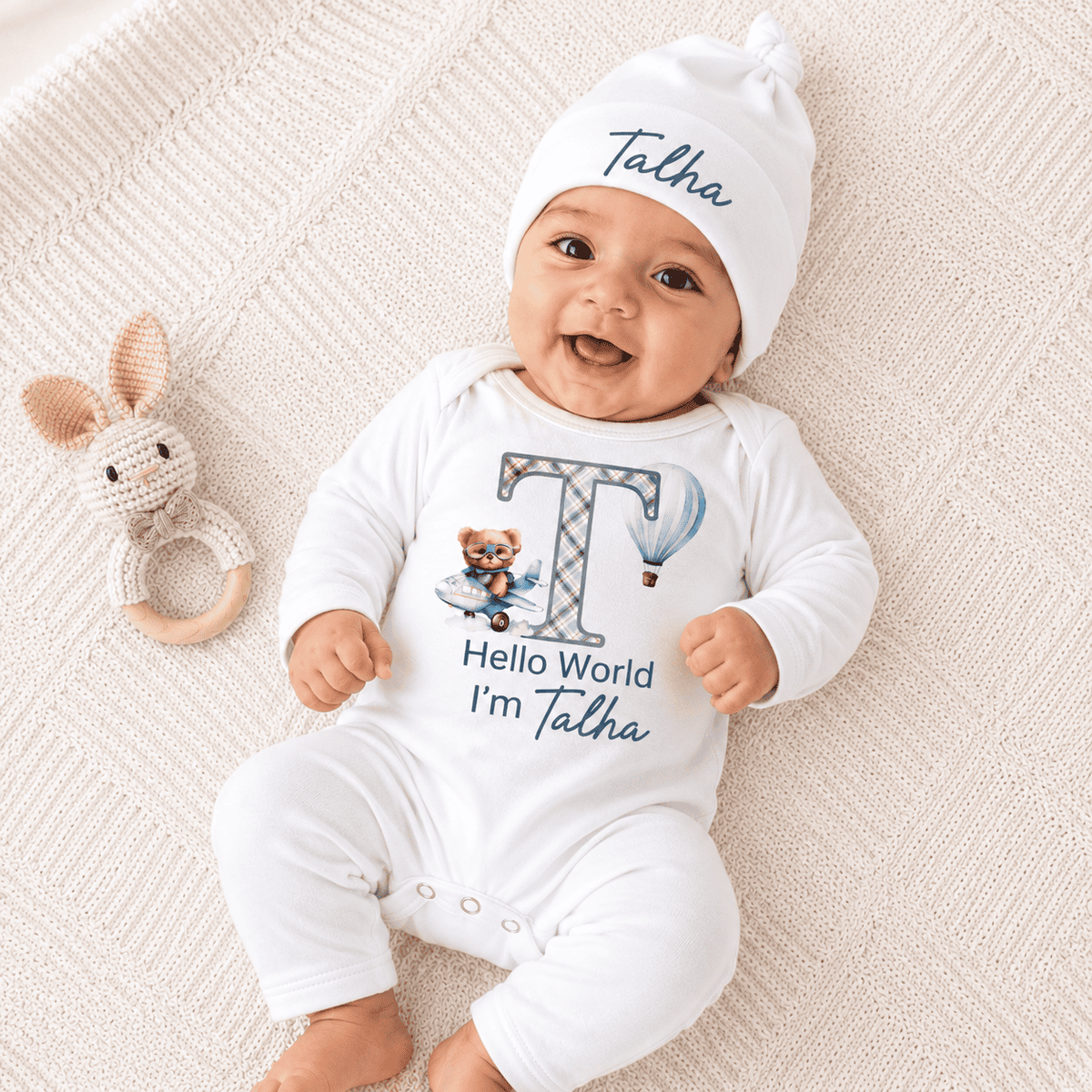Sky Adventure Name Initial Full Body Romper