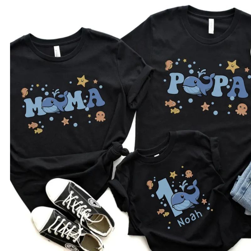 The Sea First Birthday Mama Dada Matching Shirts