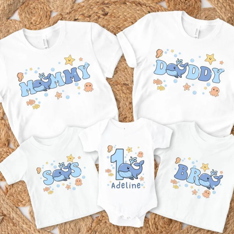 The Sea First Birthday Mama Dada Matching Shirts