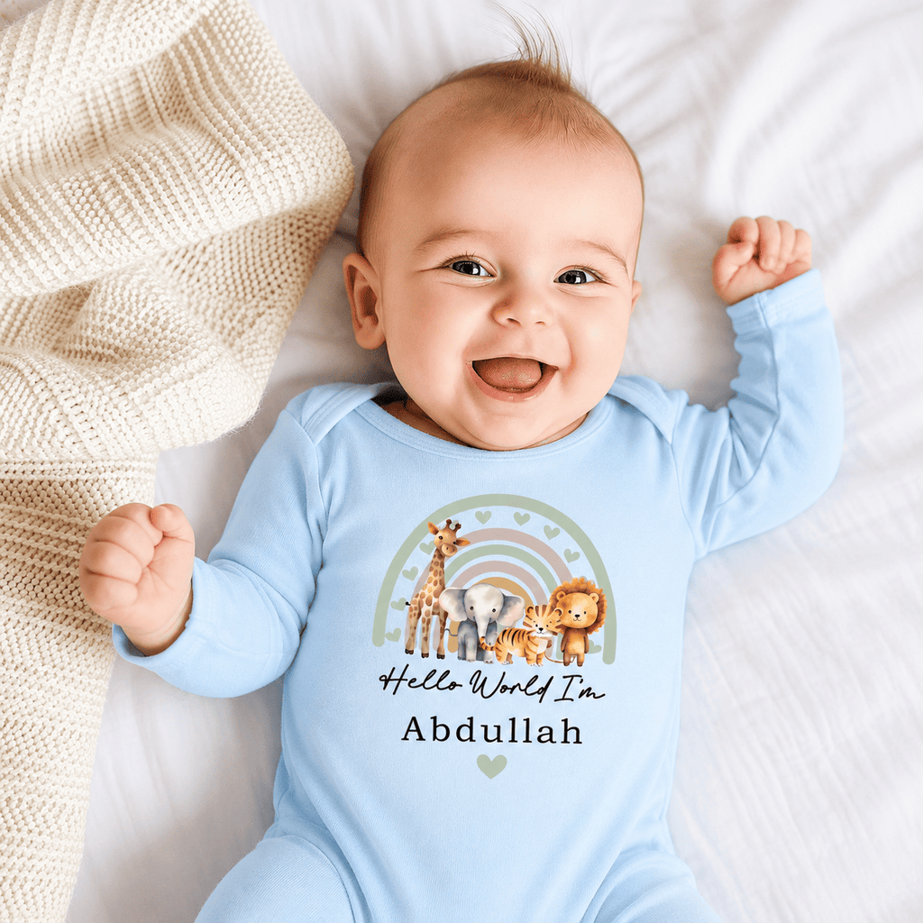 Welcome Baby Rainbow Animals Full Body Romper