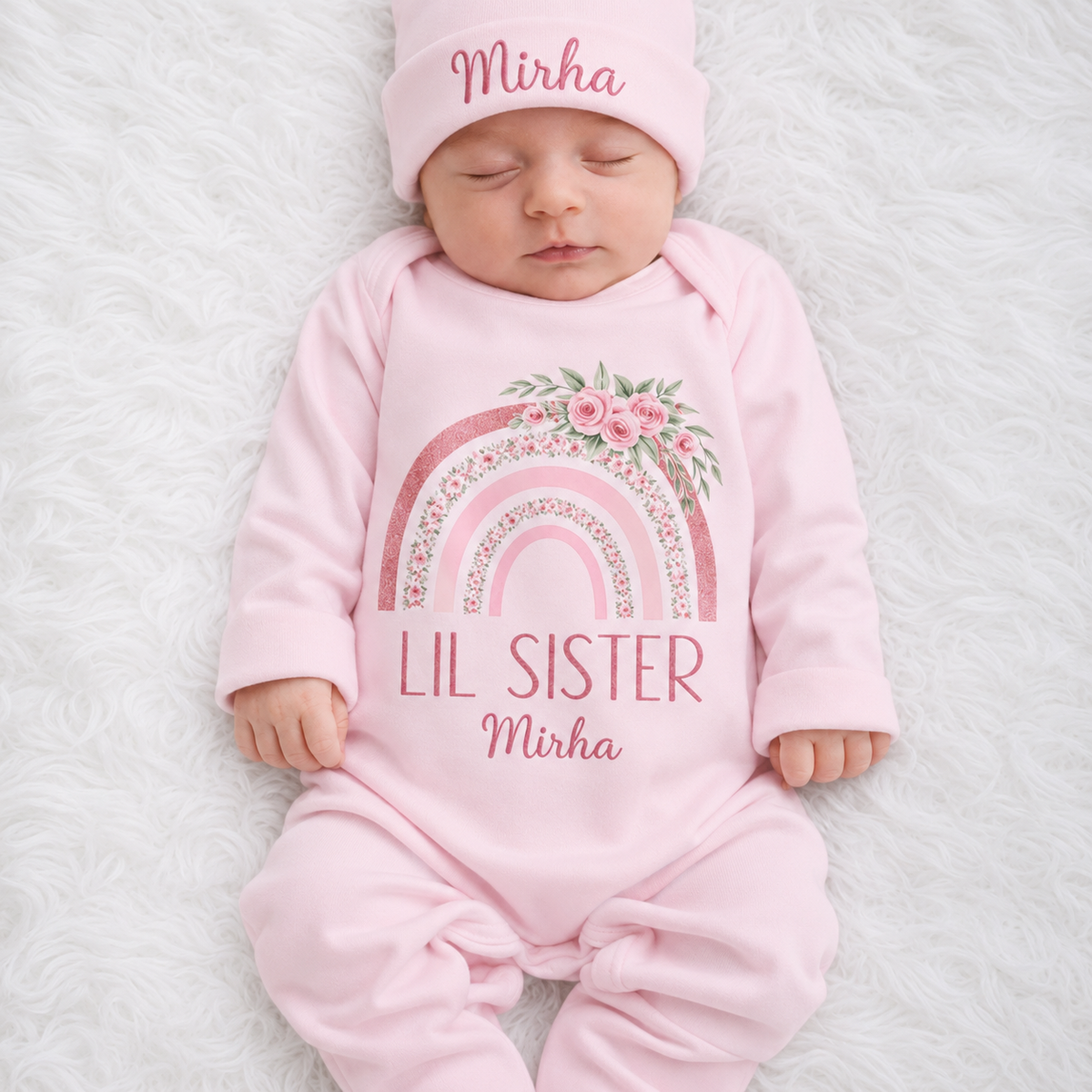 Personalized “Lil Sister” Matching New Born Romper