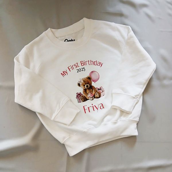 Pink Teddy Bear First Birthday Outfit