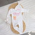 Custom Name Baby Girl Romper with Cap