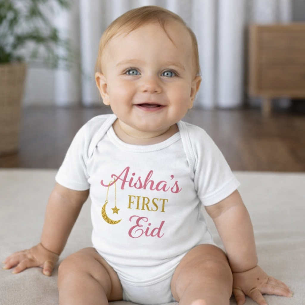 First Eid Name Romper for Baby Girl
