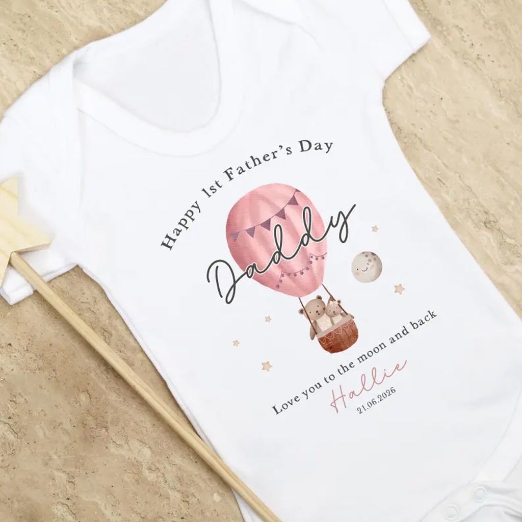 Happy 1st Father’s Day Personalized Hot Air Balloon Romper