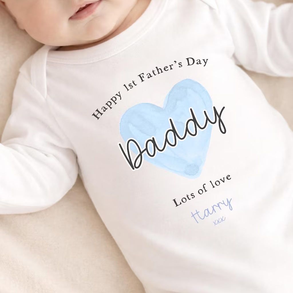 The “Watercolor Heart” Personalized 1st Father’s Day Romper